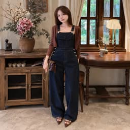 Yếm Quần Jean Nữ AN TÂY Ống Suông Trẻ Trung, Vải Jean Mềm Cao Cấp #8738 Màu Xanh Than 3