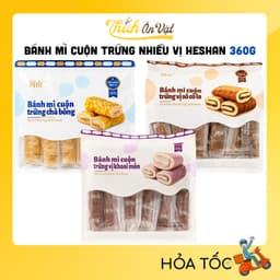 Bánh Mì Cuộn Trứng Vị Socola/Khoai Môn/Chà Bông Heshan 360g - Thích Ăn Vặt 1
