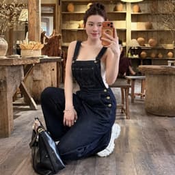 Yếm Quần Jean Nữ AN TÂY Ống Suông Trẻ Trung, Vải Jean Mềm Cao Cấp #8738 Màu Xanh Than 6