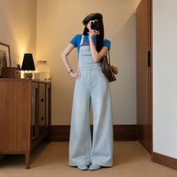 Yếm Quần Jean Nữ AN TÂY Ống Suông Trẻ Trung, Vải Jean Mềm Cao Cấp #8737 Màu Xanh Nhạt 3