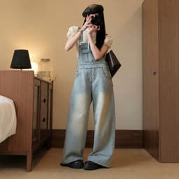 Yếm Quần Jean Nữ AN TÂY Ống Suông Trẻ Trung, Vải Jean Mềm Cao Cấp #8737 Màu Xanh Nhạt 6