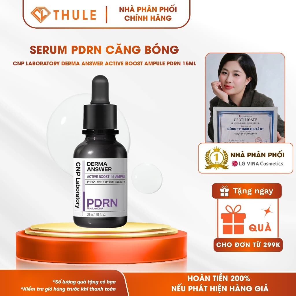 Serum PDRN CNP Laboratory Derma Answer Active Boost Ampule 30ml Dưỡng Sáng, Cấp Ẩm Và Săn Mịn Da