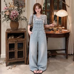 Yếm Quần Jean Nữ AN TÂY Ống Suông Trẻ Trung, Vải Jean Mềm Cao Cấp #8737 Màu Xanh Nhạt 2