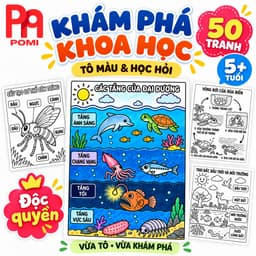 Set Tranh Tô Màu Khám Phá Thế Giới Khoa Học Tự Nhiên Dành Cho Bé Mầm Non Tiểu Học - Học Liệu POMI 1