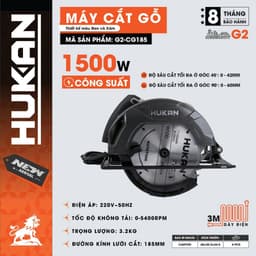 Máy cắt gỗ điện HUKAN G2-CG185, Công suất Lớn 1500w, Có cắt 45 độ - Đường kính lưỡi cắt 185mm 2