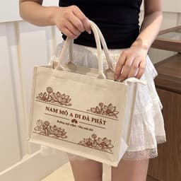 Túi Cói Nam Mô A Di Đà Phật - Túi Xách Nữ - Kích Thước 31x26x15cm - Khóa Kéo Tiện Lợi 4