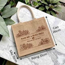 Túi Cói Nam Mô A Di Đà Phật - Túi Xách Nữ - Kích Thước 31x26x15cm - Khóa Kéo Tiện Lợi 7
