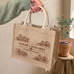 Túi Cói Nam Mô A Di Đà Phật - Túi Xách Nữ - Kích Thước 31x26x15cm - Khóa Kéo Tiện Lợi 1