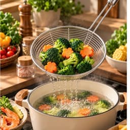 Vợt Lưới Inox GKÖCH Germany, Inox 304, Đa Năng, Dễ Vệ Sinh, 2 loại ĐK 14/16cm, Cán Dài 6