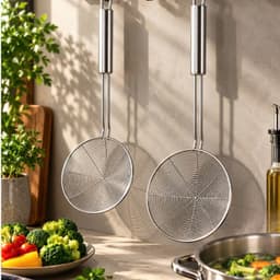Vợt Lưới Inox GKÖCH Germany, Inox 304, Đa Năng, Dễ Vệ Sinh, 2 loại ĐK 14/16cm, Cán Dài 5