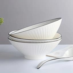 Bát/ Tô Sứ Loe Trắng Viền Đen Size 8 (20cm) 3