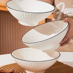 Bát/ Tô Sứ Loe Trắng Viền Đen Size 8 (20cm) 5