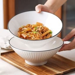 Bát/ Tô Sứ Loe Trắng Viền Đen Size 8 (20cm) 4