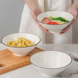 Bát/ Tô Sứ Loe Trắng Viền Đen Size 8 (20cm) 2