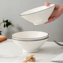 Bát/ Tô Sứ Loe Trắng Viền Đen Size 8 (20cm) 9
