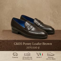 GIÀY PENNY LOAFER GK05 BROWN – DA BÒ Ý MÀU NÂU, KHÂU ĐẾ BLAKE THỦ CÔNG 1