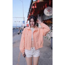 Áo khoác gió nữ  Retro 90s - Bomber jacket ngắn cổ bẻ, 4 màu pastel thời thượng, phong cách trẻ trung. 5
