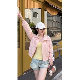 Áo khoác gió nữ  Retro 90s - Bomber jacket ngắn cổ bẻ, 4 màu pastel thời thượng, phong cách trẻ trung. 6
