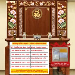 Tranh Dán Tường Phòng Thờ Gia Tiên Trang Nghiêm Dễ Dán - Vải Lụa Kim Tuyến Cao Cấp(Gửi Kèm Keo dán) 8