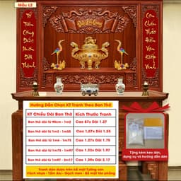 Tranh Dán Tường Phòng Thờ Gia Tiên Trang Nghiêm Dễ Dán - Vải Lụa Kim Tuyến Cao Cấp(Gửi Kèm Keo dán) 6