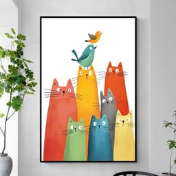 Tranh treo tường mèo chó Pet đáng yêu decor theo yêu cầu 60 x 90 cm 6