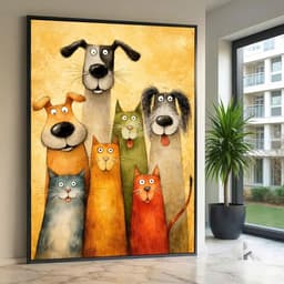 Tranh treo tường mèo chó Pet đáng yêu decor theo yêu cầu 60 x 90 cm 1