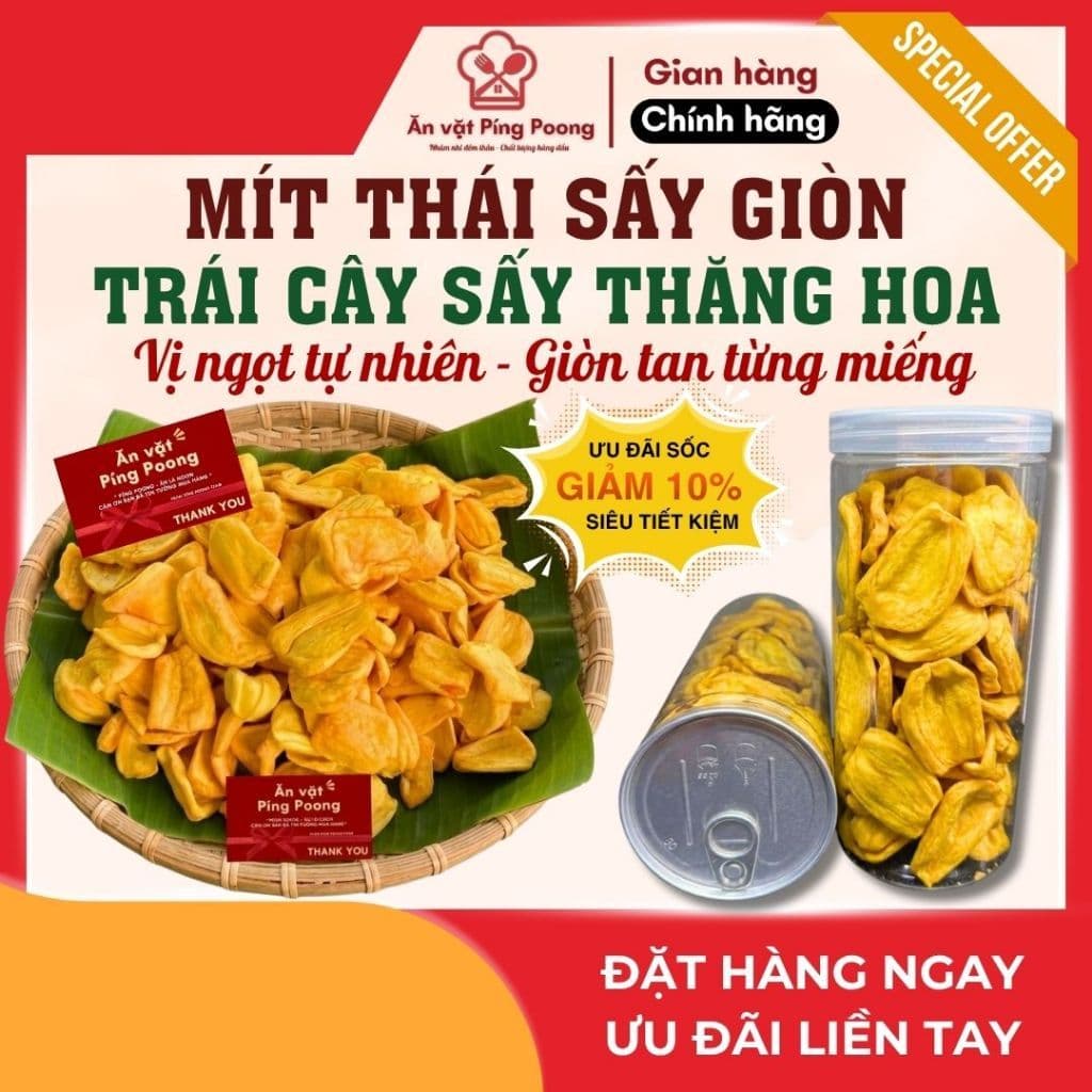 Mít Thái Sấy Giòn Nguyên Bản - Thăng Hoa Vị Ngọt Tự Nhiên, Giòn Tan Hấp Dẫn, Múi To Không Sượng