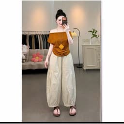 quần XẾP LY gấu chạy chun thụng chất gió lụa nhiều màu 7