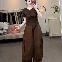 quần XẾP LY gấu chạy chun thụng chất gió lụa nhiều màu 8