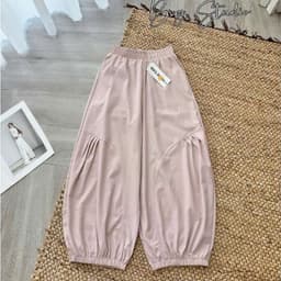 quần XẾP LY gấu chạy chun thụng chất gió lụa nhiều màu 3