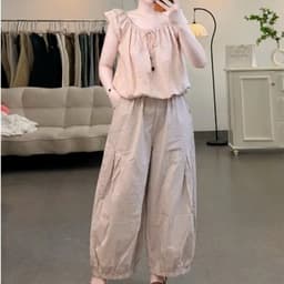 quần XẾP LY gấu chạy chun thụng chất gió lụa nhiều màu 9