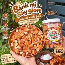 Bánh Mì Sấy Giòn Caramel Muối Biển Paco Food Hủ 350g – Đồ Ăn Vặt Giòn Rụm Thơm Béo, Bánh Mì Caramel Ngọt Mặn Ăn Là Ghiền 8