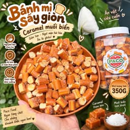 Bánh Mì Sấy Giòn Caramel Muối Biển Paco Food Hủ 350g – Đồ Ăn Vặt Giòn Rụm Thơm Béo, Bánh Mì Caramel Ngọt Mặn Ăn Là Ghiền 6