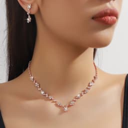 Bộ Trang Sức Cô Dâu Đính Đá Cao Cấp SWAN Dây Chuyền Bông Tai Nữ Trang Sức Cưới Phụ Kiện Váy Cưới Sang Trọng ponny 7