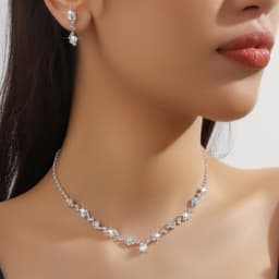 Bộ Trang Sức Cô Dâu Đính Đá Cao Cấp SWAN Dây Chuyền Bông Tai Nữ Trang Sức Cưới Phụ Kiện Váy Cưới Sang Trọng ponny 3
