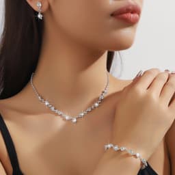Bộ Trang Sức Cô Dâu Đính Đá Cao Cấp SWAN Dây Chuyền Bông Tai Nữ Trang Sức Cưới Phụ Kiện Váy Cưới Sang Trọng ponny 4