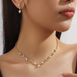 Bộ Trang Sức Cô Dâu Đính Đá Cao Cấp SWAN Dây Chuyền Bông Tai Nữ Trang Sức Cưới Phụ Kiện Váy Cưới Sang Trọng ponny 5