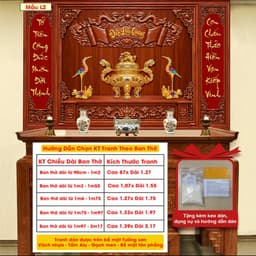 Tranh Dán Tường Bàn Thờ Trang Nghiêm Dễ Dán - Vải lụa canvas kim tuyến(Tặng keo dán hướng dẫn dán) 1