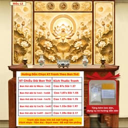 Tranh Dán Tường Ban Thờ Gia Tiên - Thờ Phật - Vải Lụa Kim Tuyến - Dễ Dán(Tặng Keo Dán Hướng Dẫn Dán) 9