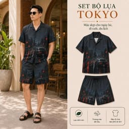 Set Bộ lụa Nam Tokyo MKCLEVER chất lụa mịn mát, thoáng mát, co giãn, form dáng thoải mái, trẻ trung 1