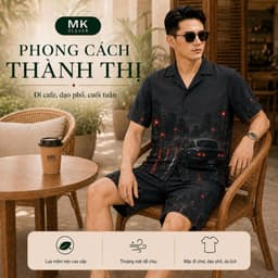 Set Bộ lụa Nam Tokyo MKCLEVER chất lụa mịn mát, thoáng mát, co giãn, form dáng thoải mái, trẻ trung 8
