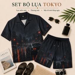 Set Bộ lụa Nam Tokyo MKCLEVER chất lụa mịn mát, thoáng mát, co giãn, form dáng thoải mái, trẻ trung 6