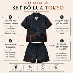 Set Bộ lụa Nam Tokyo MKCLEVER chất lụa mịn mát, thoáng mát, co giãn, form dáng thoải mái, trẻ trung 3