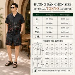 Set Bộ lụa Nam Tokyo MKCLEVER chất lụa mịn mát, thoáng mát, co giãn, form dáng thoải mái, trẻ trung 2