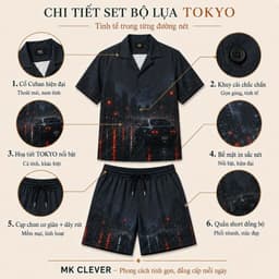 Set Bộ lụa Nam Tokyo MKCLEVER chất lụa mịn mát, thoáng mát, co giãn, form dáng thoải mái, trẻ trung 4