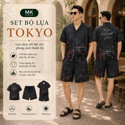 Set Bộ lụa Nam Tokyo MKCLEVER chất lụa mịn mát, thoáng mát, co giãn, form dáng thoải mái, trẻ trung 7