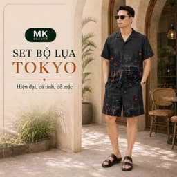 Set Bộ lụa Nam Tokyo MKCLEVER chất lụa mịn mát, thoáng mát, co giãn, form dáng thoải mái, trẻ trung 9