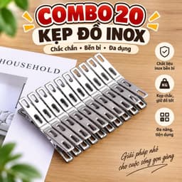 Combo 20 Kẹp Inox Phơi Quần Áo, Chăn Mền Bền Chắc 4x2cm 1