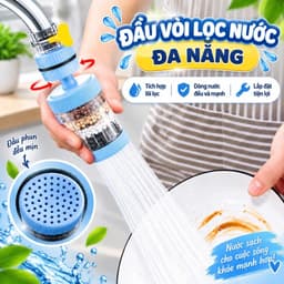 Đầu vòi lọc nước trực tiếp 6 lớp Carbon xoay 360° tiện dụng 3x12cm 1
