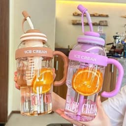 Ly/Bình Nước Có Vách Ngăn ICE CREAM 1300ml và Ly giữ nhiệt có quai Chill kèm ống hút 700ml. LMS 1